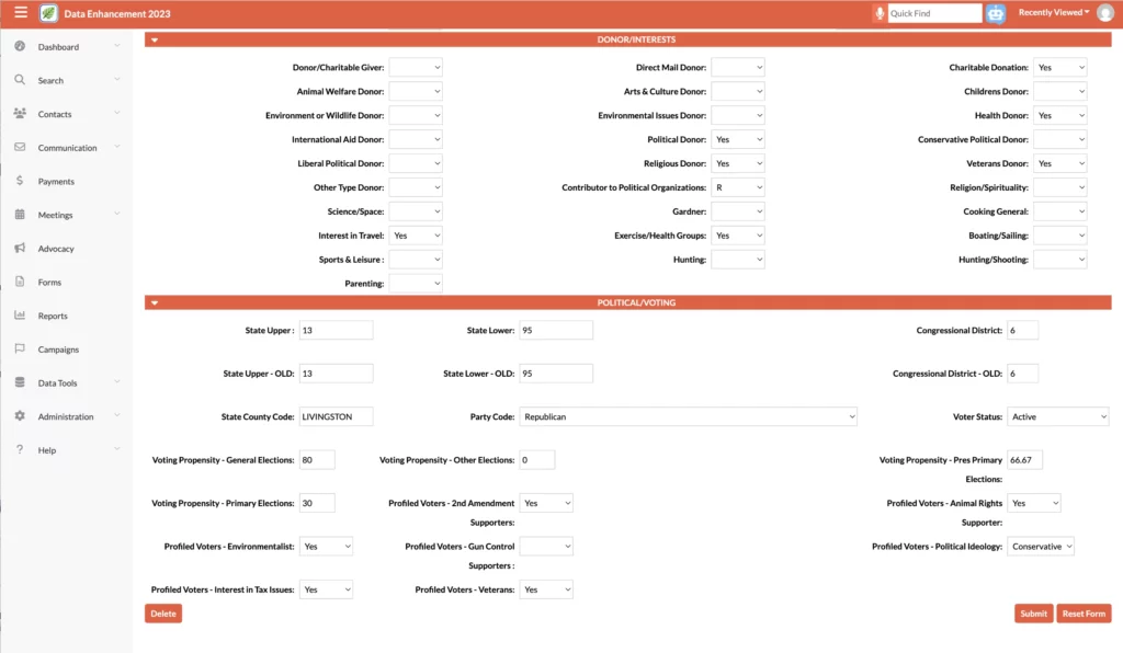 voter profile screenshot